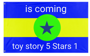 A mockup of the custom flag 'Toy Story 5 star 1 flag' on a white background