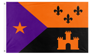 A mockup of the custom flag 'Acadiana Halloween flag' on a white background