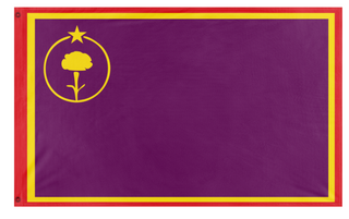 A mockup of the custom flag 'Utopian socialism Tomsk flag' on a white background