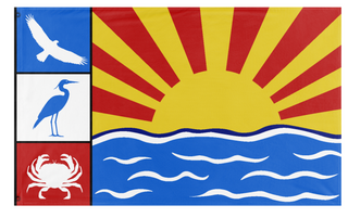 A mockup of the custom flag 'SI Garden flag' on a white background
