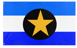 A mockup of the custom flag 'Republic Of Tormania flag' on a white background