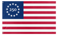 A mockup of the custom flag 'United States Semiquincentennial flag' on a white background