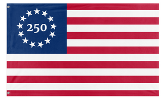 A mockup of the custom flag 'United States Semiquincentennial flag' on a white background