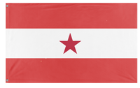 A mockup of the custom flag 'Communist Austria flag' on a white background