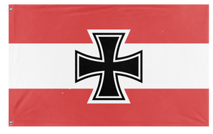 A mockup of the custom flag 'Austrian flag' on a white background