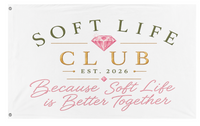 A mockup of the custom flag 'Soft life flag' on a white background