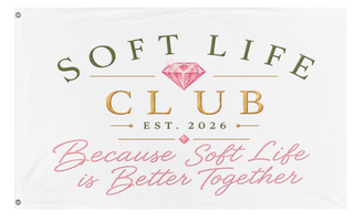 A mockup of the custom flag 'Soft life flag' on a white background