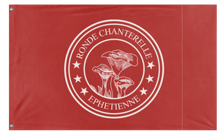 A mockup of the custom flag 'Chanterelle flag' on a white background