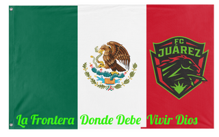 A mockup of the custom flag 'Mexico FC Juarez flag' on a white background
