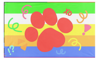 A mockup of the custom flag 'Pupgender Pride flag' on a white background