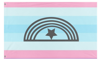 A mockup of the custom flag 'Trans Masc Xeno Pride flag' on a white background