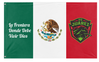 A mockup of the custom flag 'FC Juarez Mexico flag' on a white background