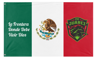 A mockup of the custom flag 'FC Juarez Mexico flag' on a white background