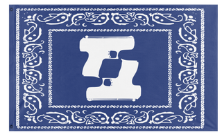 A mockup of the custom flag 'CRIP TFR flag' on a white background