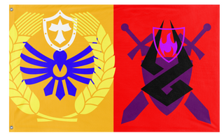 A mockup of the custom flag 'Judgement Day flag' on a white background