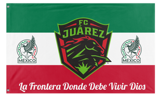 A mockup of the custom flag 'fcj mx flag' on a white background