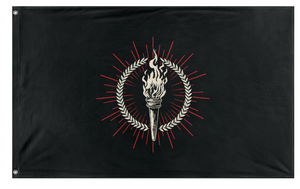 A mockup of the custom flag 'veritas victrix flag' on a white background