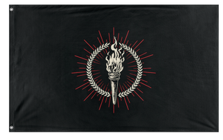 A mockup of the custom flag 'veritas victrix flag' on a white background