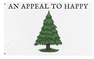 A mockup of the custom flag 'An Appeal to Happy flag' on a white background