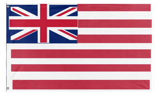 A mockup of the custom flag 'U.S. Brittish colonies flag' on a white background