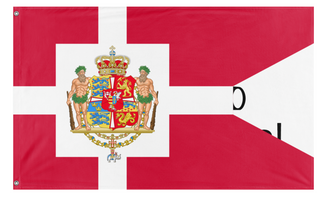 A mockup of the custom flag 'Historical Royal Danish flag' on a white background
