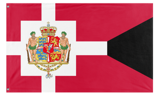 A mockup of the custom flag 'Royal Standard Danish flag' on a white background