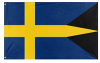 A mockup of the custom flag 'Historical Swedish flag' on a white background