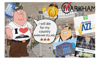 A mockup of the custom flag 'I will die for my country markham village flag' on a white background