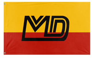A mockup of the custom flag 'MD flag' on a white background