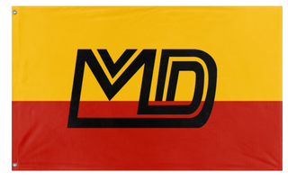 A mockup of the custom flag 'MD flag' on a white background
