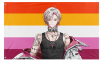 A mockup of the custom flag 'Liron LesbianHeart flag' on a white background