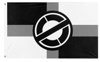 A mockup of the custom flag 'Mulattp Front' on a white background