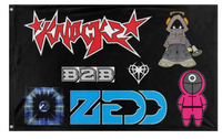A mockup of the custom flag 'knock2zedd flag' on a white background