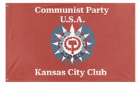 A mockup of the custom flag 'CPUSA Kansas City Club flag' on a white background