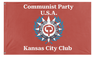 A mockup of the custom flag 'CPUSA Kansas City Club flag' on a white background