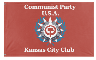 A mockup of the custom flag 'CPUSA Kansas City Club flag' on a white background