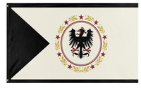 A mockup of the custom flag 'Iron legion flag' on a white background