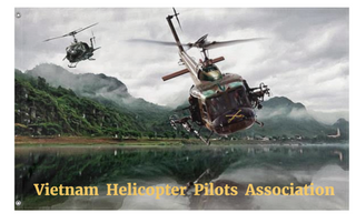 A mockup of the custom flag 'Vietnam Helicopter Pilots Association flag' on a white background