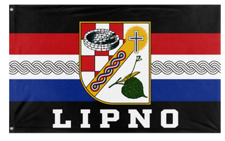 A mockup of the custom flag 'LIPNO! flag' on a white background