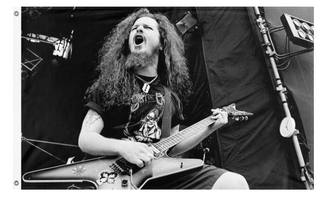 A mockup of the custom flag 'Dimebag Darrell flag' on a white background