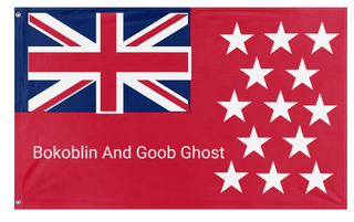 A mockup of the custom flag 'Boko and Goob flag' on a white background