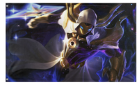 A mockup of the custom flag 'Cosmic Reaver Kassadin flag' on a white background