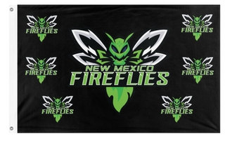 A mockup of the custom flag 'NMFFLOGO flag' on a white background