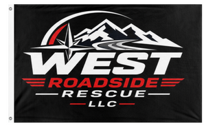 A mockup of the custom flag 'Brian West flag' on a white background