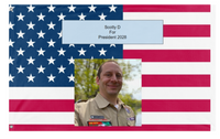 A mockup of the custom flag 'Scotty D flag' on a white background