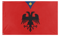 A mockup of the custom flag 'Example Heraldic Flag' on a white background