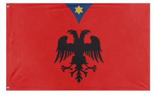 A mockup of the custom flag 'Example Heraldic Flag' on a white background