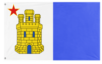 A mockup of the custom flag 'Porto Dourado flag' on a white background