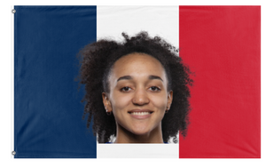 A mockup of the custom flag 'Leila flag' on a white background