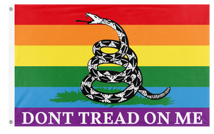 A mockup of the custom flag 'gadsden flag' on a white background